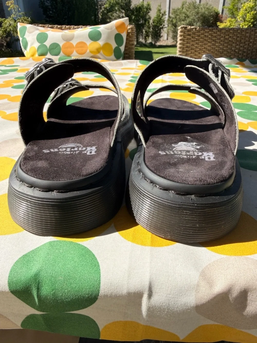 Dr. Martens Metallic Silver Buckle Double Strap Slide Sandals - Picture 6 of 6